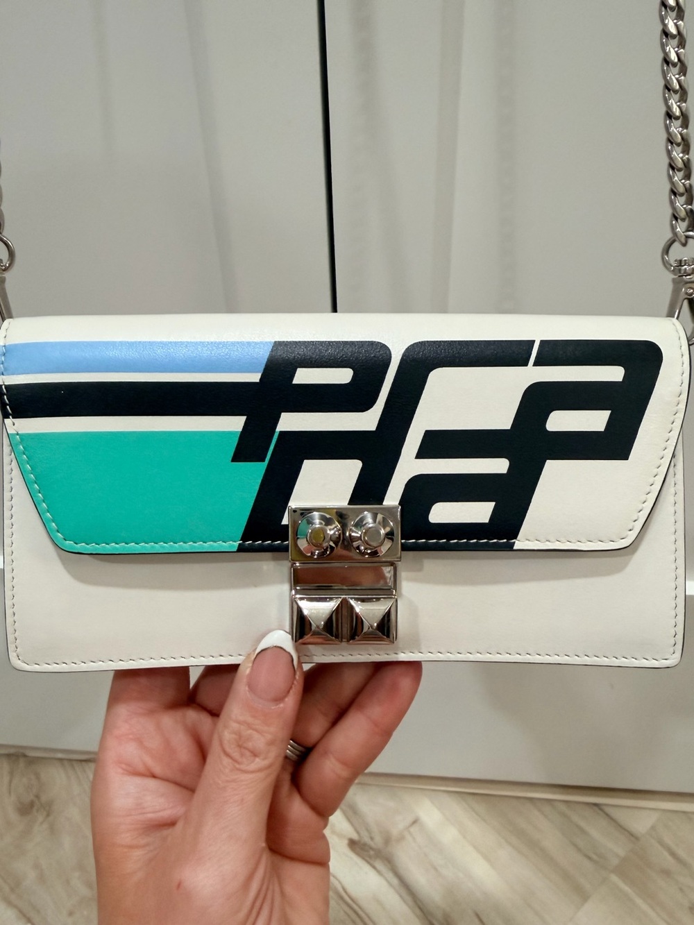 PRADA Elektra Wallet on Chrome Chain Printed Leather - With PRADA Dustie✨ - Picture 3 of 14